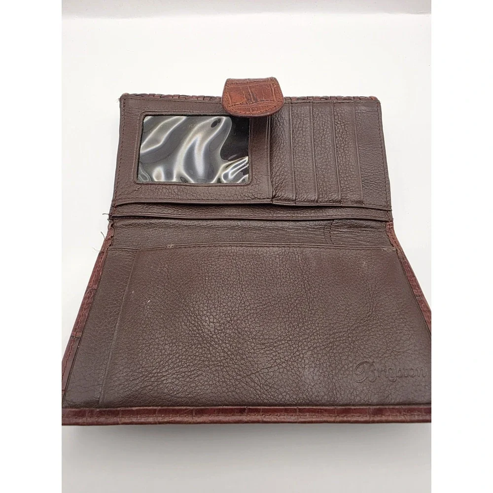 Vintage 90's-2000's Brighton Brown Aligator Weave Billfold Wallet